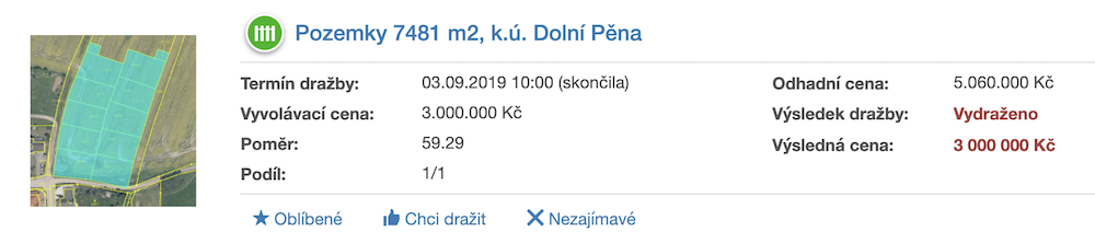 Dražba pozemků v k.ú. Dolní Pěna, ADOL Monitor blog